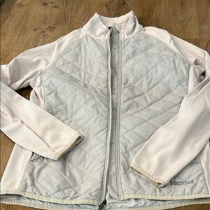 Marmot Cream and Gray Ski Jacket with Quilted Design